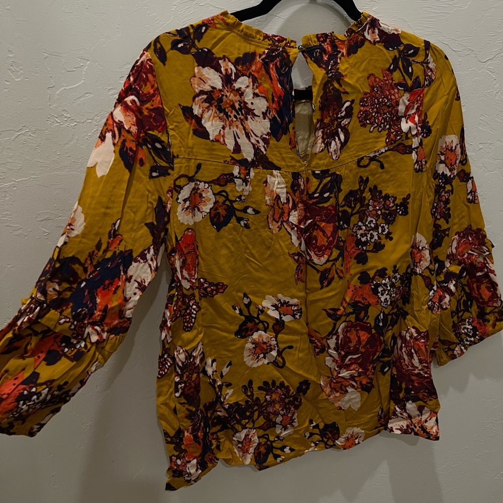 Eyeshadow Mustard and Burgundy Floral Blouse